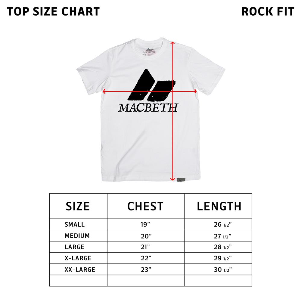 macbeth t shirt size chart